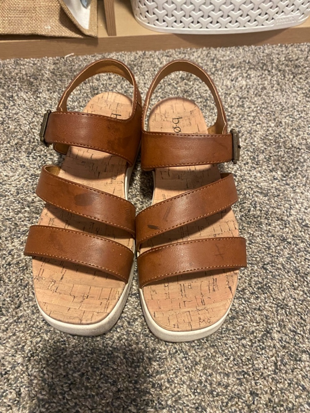 Kids Brown Strappy Cork-Insole Sandals